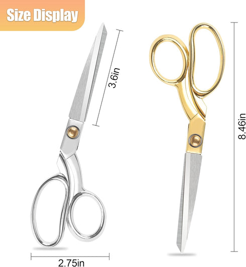Sewing Scissors, Rkqoa Gold Dressmaker's Fabric Scissors, 8" Stainless Steel Shears, Sharp Knife Edge Fabric Heavy Duty Tailor Scissors for Cuttin...