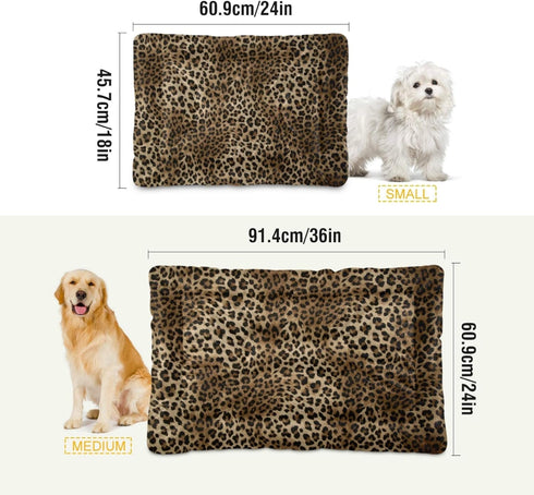 Vintage Leopard Print Dog Bed Cat Bed, Rectangle Comfortable Pet Bed, Ultra Soft Calming Dog Bed for Small Medium Large Dogs, 36" x 24"...