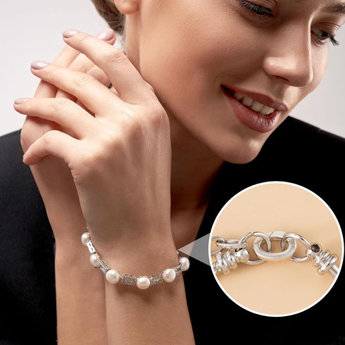 2pcs Sterling Silver Lobster Clasp 925 Oval Pearl Necklace Shortener Enhancer Spring Wedding Ring Connector Carabiner Snap Clip Lock for Women...