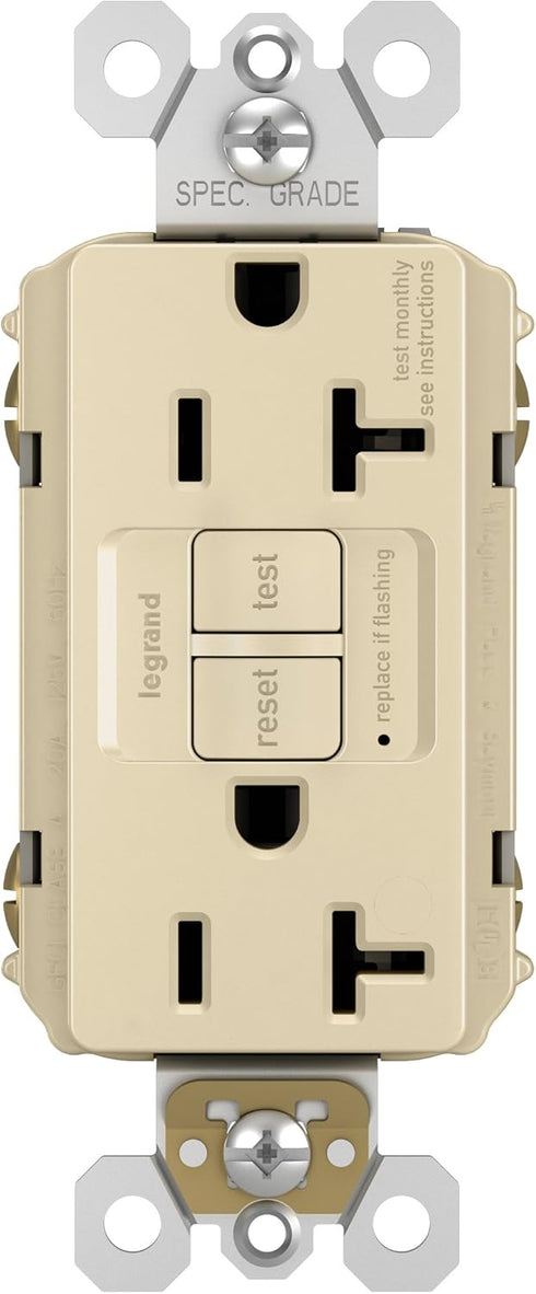 Legrand radiant 2097ICCD12 20 Amp GFCI Self Test Decorator Duplex Outlet, Ivory (1 Count)......