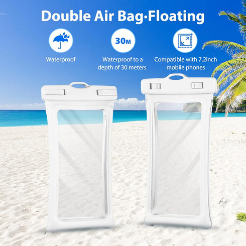 Universal Waterproof Phone Pouch, Waterproof Phone Case Fits up to 7 inch Phones, 17Inch Neck Lanyard Phone Pouch, Phone Dry Bags for Vacation Bea...