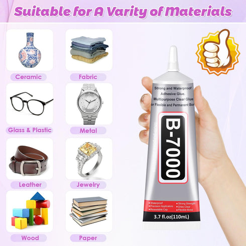 B7000 Glue Clear for Rhinestones 110mL B-7000 Jewelry Bead Gem Glue with Precision Tip for Clothe Fabric Shoes DIY Crafts Jewelry Making Nail Art...