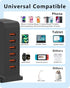 VPSUN USB Charger 6 Port 50W Multi USB Tower Charging Station for Multiple Devices iPhone 15/14/14 Pro/14 Pro Max/13 Pro/13 Pro Max/Android/Samsun...