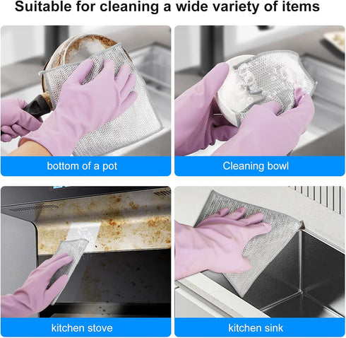 20 Pcs Multipurpose Wire Dishwashing Rags, Non-Scratch Cleaning Cloths, Suitable for Kitchen, Tableware, and Metal...