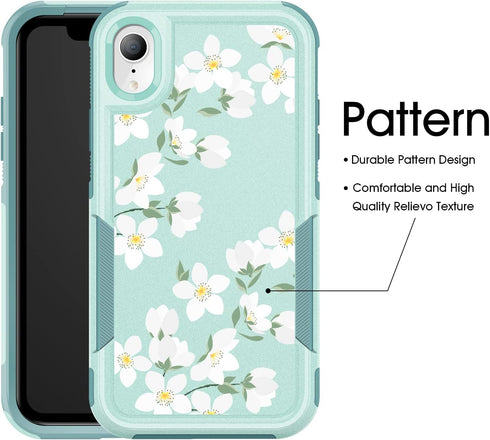 for iPhone XR Case, Shockproof with Heavy Duty Protective cover (Blooming Flowers)...
