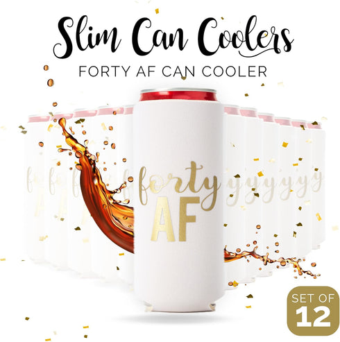 Forty AF Can Coolers, Set of 12-40th Birthday Favors and Party Decorations for Men and Women...