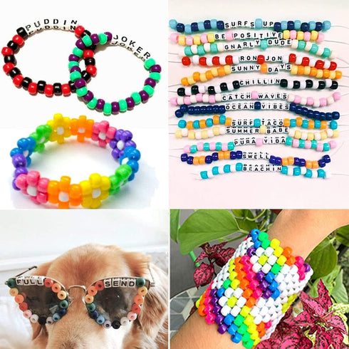 1000PCS 6x9mm Pony Beads Bulk, Neon Pony Beads for Bracelets Making Kit, Kandi Beads, Hair Beads for Braids, Craft Beads for Jewelry Making (Neon ...