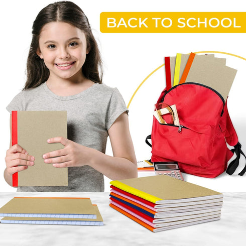 12 Pack Kraft Journals Bulk, 8 x 5.7, Extra Pages - 120 Pages (60 Sheets), Wide Ruled, No Bleed Thick Paper, Small Composition Notebook for School...