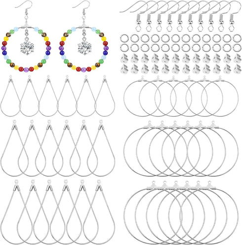 236PCS Earring Making Kit with 36PCS Beading Hoop Earring Finding Component Accessories 50PCS Earring Hooks 100PCS Jump Rings Loop and 50PCS Earri...