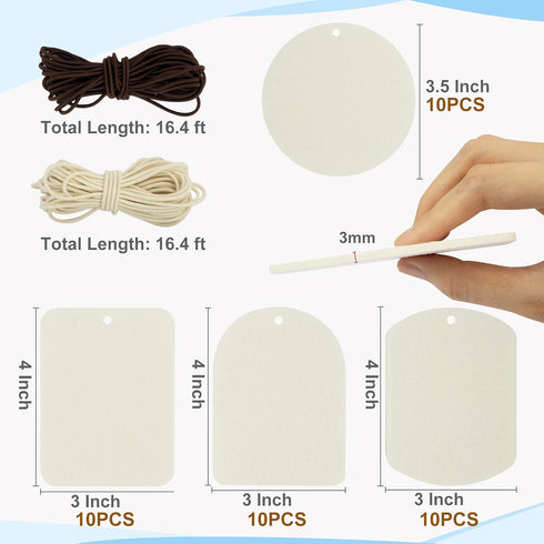 Temlum 40 Pcs Sublimation Air Freshener Blanks with 40 Pcs Tassels, Elastic Rope, Clear Bag, Sublimation Blanks Products DIY Air Freshener for Car...