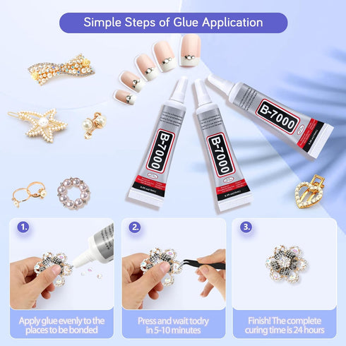 3PCS B7000 Jewelry Glue for Jewelry Making, FITTDYHE 15ML/0.5fl oz Clear Glue DIY Craft Glue Rhinestones Glue, Waterproof Stong Bond Adhesive Glue...