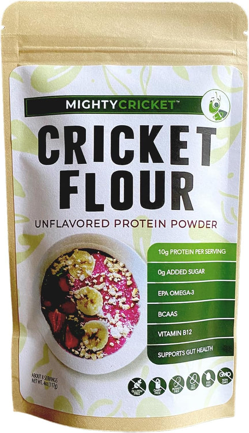 100% Pure Cricket Flour Powder - High Protein, Gluten Free + Dairy Free, 1/4 Lb...