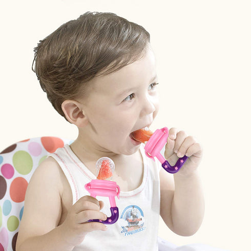 Baby Food Feeder 3 Pack Silicone Fruit Pacifier Teething Reusable Pouches Pacifier Pink by Mluchee(S,M,L)...