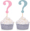 Set of 24 Glitter Question Mark Cupcake Toppers Boy or Girl Party Decoration Picks - Blue and Pink...