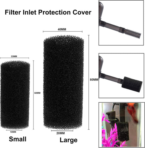 6PCS Pre Filter Sponge Aquarium Filter Intake Cover Aquarium Filter Sponge Foam Rolls Accessories for Aquarium Fish Tank, Large Hole,6PC-Large...