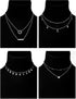 BBTO 9 Pieces Women Girls Layered Choker Necklace Sliver Layered Pendant Choker Jewelry Set (Style 1)...