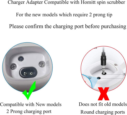 WUKUR Charger for Homitt Electric Spin Scrubber, AC Adapter for Homitt Scrubber HM115C, HM115CW, HM115CD,HM115CG HM204C and More, Replacement Homi...