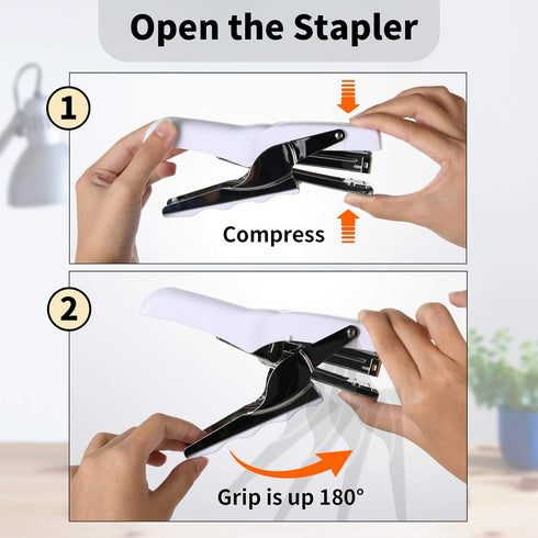 Stapler with 1000 Staples-Plier Stapler Save 60% Power,Good for Stapling at Home School or Warehouse (white)...