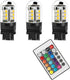 3156 Color Changing LED Bulbs, RGB S8 Wedge Base LED Light Bulb 12V 24V, Warm White+15 Multicolor for Landscape Lighting (3 Bulbs and one Remote)...