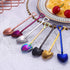 Rolin Roly 7Pcs Colourful Shovel Spoons Coffee Teaspoons Stainless Steel Dessert Spoon Set Rainbow Dinner Spoons Cute Demitasse Scoop for Stirring...