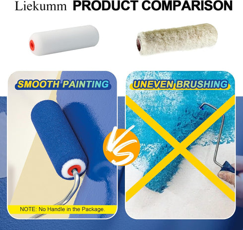 LIEKUMM Foam Paint Roller Covers, 4 Inch Foam Paint Roller, High-Density Foam Roller Refills Painting, Sponge Paint Roller, Suitable for Walls, Ca...