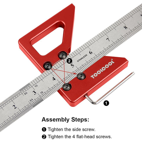 TOOLCOOL Circle Center Finder Tool Woodworking Centering Tool 45 Degree Angle Maker Draw Scribe Line Ruler Aluminum Alloy...