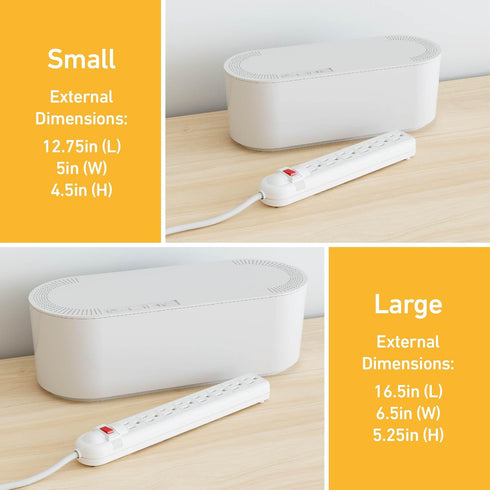 D-Line Cable Management Box, Power Strip Holder, Floor Outlet Hider, Desk Cord Organizer, Cover TV Wires, Wire Storage, Extension Hiders, Conceale...