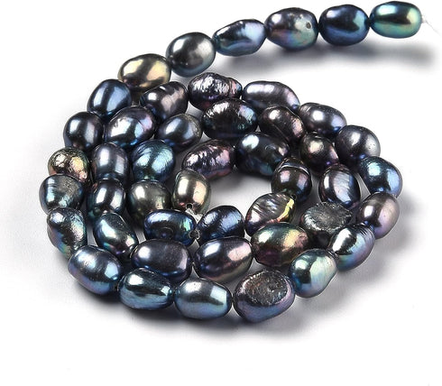 Beadthoven 45pcs/strand Natural Freshwater Pearl Beads 6-8mm Colorful Irregular Nuggets Pearl Beads Oval Rice Loose Spacers for DIY Necklace Brace...