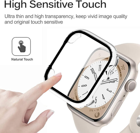 Miimall Compatible for Apple Watch Series 9 41mm Case with Built-in Glass Screen Protector, Hard PC Shockproof Anti-Scratch Waterproof Bumper Case...