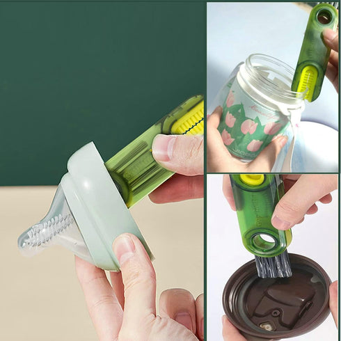 3 in 1 Cup Lid Cleaning Brush Set Multifunctional Bottle Brush Cleaner Tiny Bottle Cup Lid Brush Straw Cleaner Tools Mini Silicone Bottle Cup-Hold...