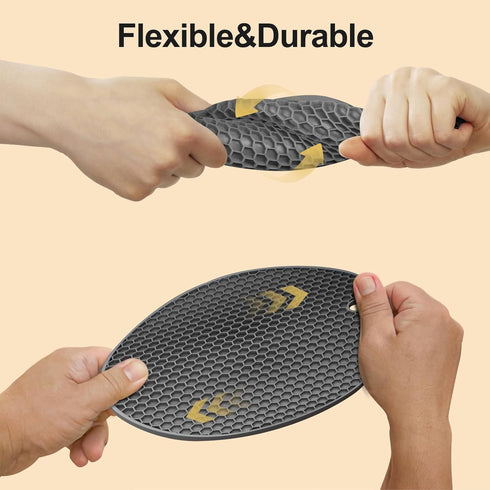 Ultra Thick 8mm Silicone Trivets for Hot Dishes Pots and Pans, Silicone Trivet Mat Hot Plates to Protect Table, Silicone Hot Pads for Kitchen Coun...