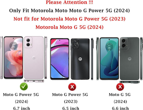 Weycolor for Moto G Power 5G 2024 Case with Camera Lens Cover HD Screen Protector, 10 FT Military Grade Drop Protection, Magnetic Ring Holder Kick...