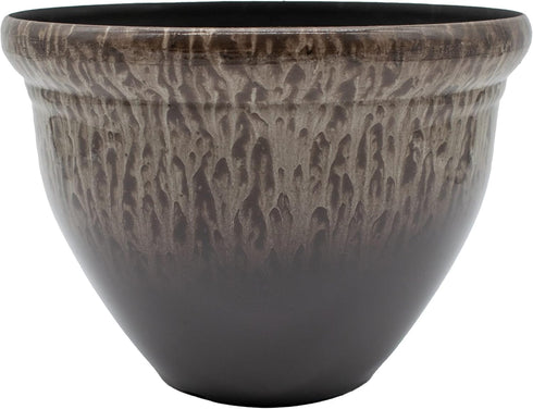 The HC Companies 9 Inch Pizzazz Decorative Round Planter - Lightweight Premium Resin Plant Pot with a Ceramic Look for Indoor Outdoor Use, Foggy G...