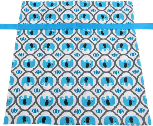 VZWraps Elephants Reusable Fabric Gift Bag for Baby Shower, Child’s Birthday, or Any Occasion (Medium 17 Inches Wide by 18.5 Inches High, Turquois...