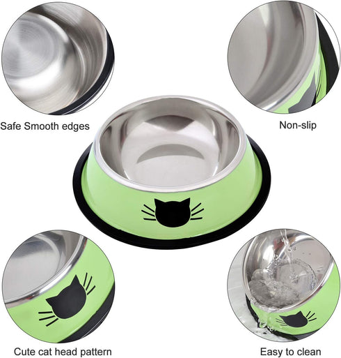 Pet Bowl Stainless Steel Non-Skid Rubber Base Dog Bowl Cat Bowl GR OR PP...
