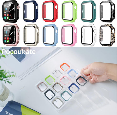 Pocoukate 12 Pack Case 40mm with Tempered Glass Screen Protector Hard PC Compatible with Apple Watch Series SE/6/5/4 40mm, iWatch Accessories Full...