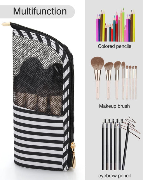 MONSTINA Makeup Brush Organzier Bag,High Capacity Portable Stand-Up Makeup Brush Holder,Professional Artist Makeup Brush Sets Case Waterproof Dust...