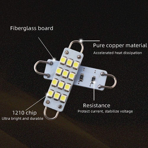 GrandviewTM 4 X 44mm(1.73") 12-SMD 1210 3528 Chip Rigid Loop Festoon LED Bulbs for Car Interior Light Dome Map Light Door Courtesy Lights 561 562 ...