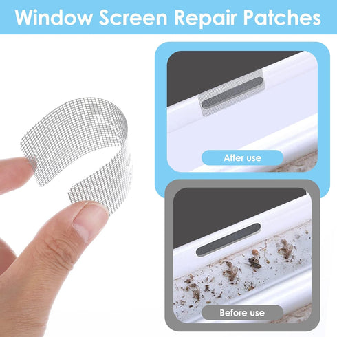 Cobee Self-Adhesive Window Screen Repair Patches Kit, 10 Sheets 3 Sizes Screen Door Replacement Repair Kit Fiberglass Mesh Wall Repair Patches Dry...