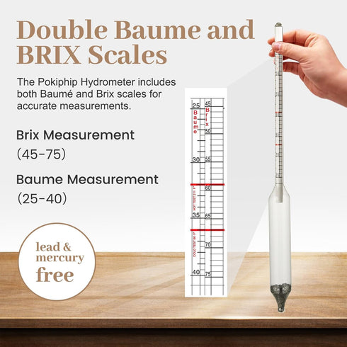 Maple Syrup Hydrometer, Baume and Brix Scale, Maple Syrup Density Kit Syrup Hydrometer for Measure Sugar and Moisture Content (Density) of Boiled ...