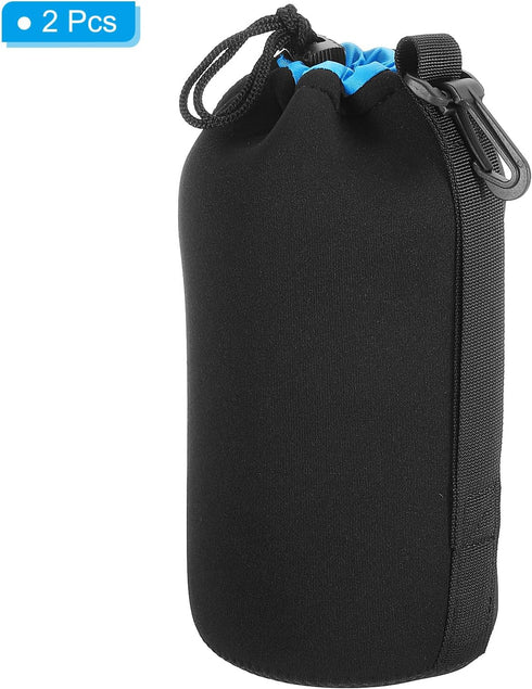 PATIKIL Camera Lens Bag, 2 Pcs 3.9" IDx9.8 H Drawstring Lens Pouch with Thick Protective Neoprene, Lens Case for DSLR Camera Lens, Water Coffee Cu...