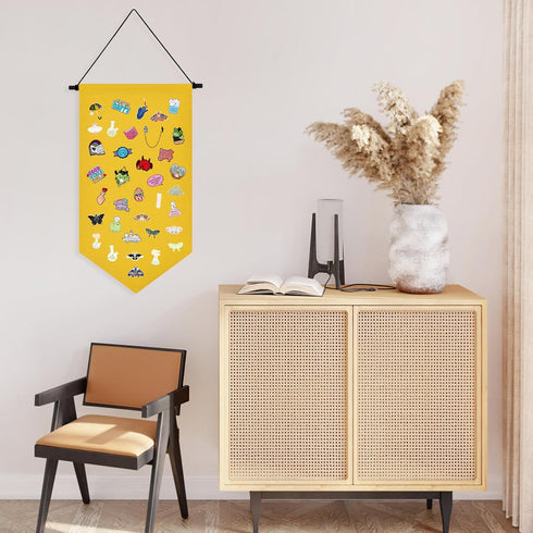 Kunyeah Wall Hanging Brooch Organizer Storage Case Colorful Canvas Pin Board Stand Enamel Pin Badge Hanging Holder Display Banner Earrings Collect...