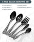 EUIRIO 5PCS Serving Utensils,Serving Set Includes Large Serving Spoon Slotted Serving Spoon Serving Fork Sugar Spoon&Butter Knife,Stainless Steel ...