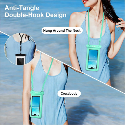 Gritin Waterproof Phone Pouch, IP68 Floating Waterproof Phone Case Bag for Swimming, Adjustable Lanyard Underwater Phone Dry Bag for iPhone 15 14 ...