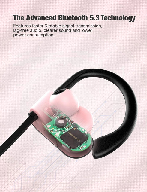 Otium Bluetooth Headphones, Wireless Headphones IPX7 Waterproof Sports Earbuds 15H Playtime with Mic HD Stereo Sound Sweatproof in-Ear Earphoones ...