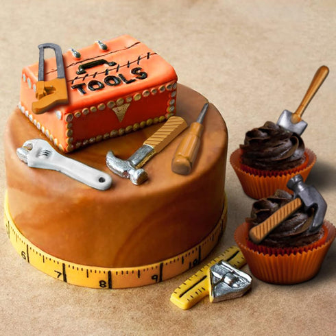 Construction Tools Fondant Silicone Molds Set for Chocolate Candy Sugarcraft Cupcake Topper Cookie Decorating, Epoxy Resin Soap Clay Wax Craft 0.5...