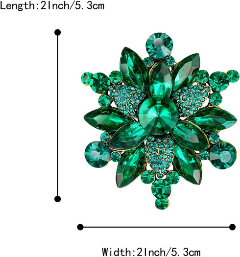 BriLove Women's Crystal Rhinestone Marquise Flower Brooch Pin for Party Prom...