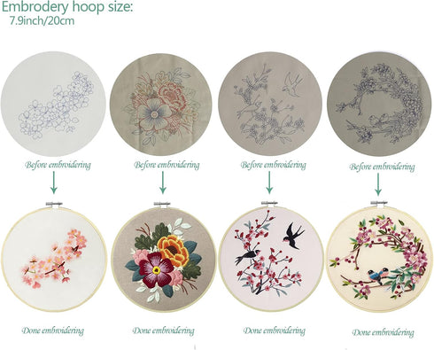 4 Set of Full Range Embroidery Kits for Beginners Stamped Embroidery kit That Includes Embroidery Cloth (kit 2)......