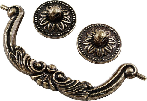 6 Pack Drop Drawer Handles, 3-3/4 Inch Hole Center Bail Cabinet Pull Handles Vintage Dresser Drawer Handle, Yellow Bronze...