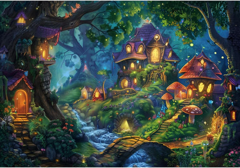 MISITU 100 Piece Puzzles for Kids Mushroom House Large Piece Puzzles 100 Pieces Puzzles for Adults Children Puzzles 100 Piece Families Challenging...